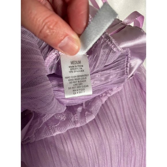 RAMPAGE Lavender Purple Sheer Babydoll Lingerie Halter Camisole Tank Sz M Medium - Picture 4 of 16